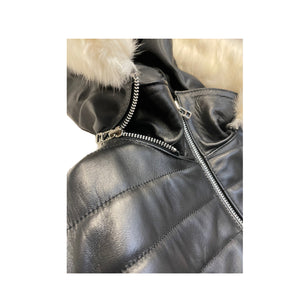 Womens Leather Puff Jacket