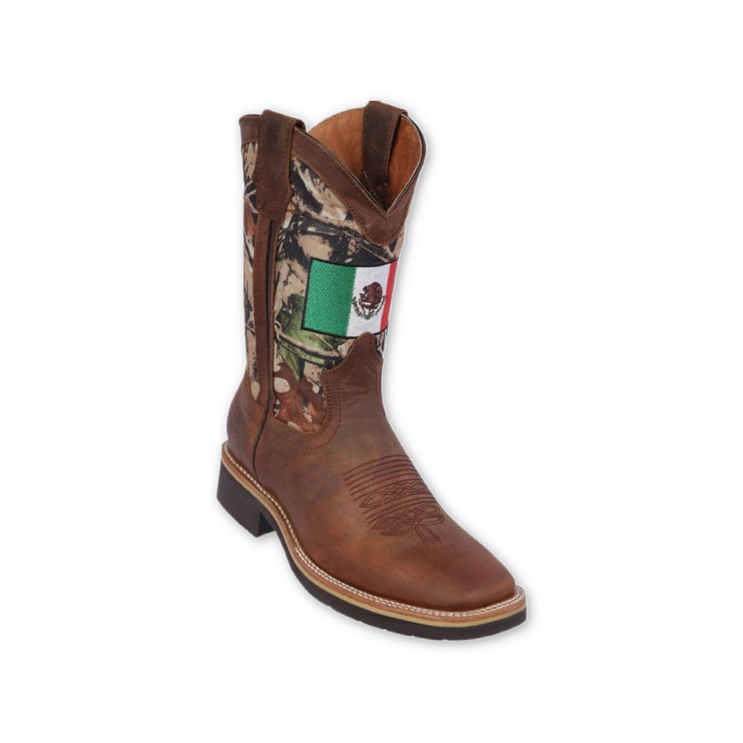 Quincy Mexican Flag Leather Western Work Boot
