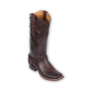 Wide Square Toe Leather Boots